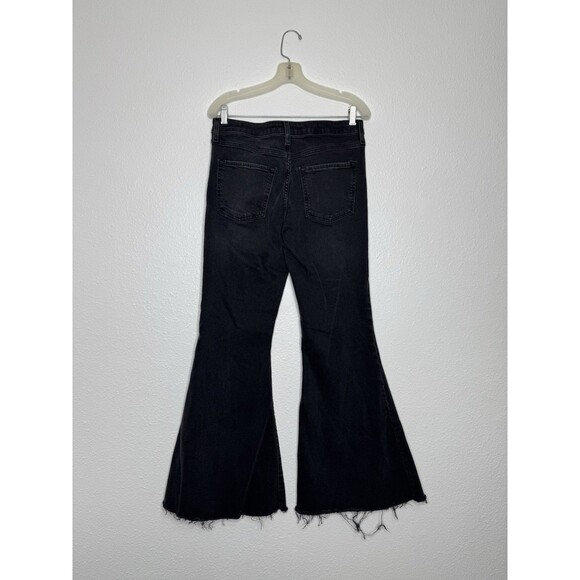 Forever 21 Flared Leg Jeans Womens 30 Black Wide Leg Denim Bell Bottoms Raw Hem - Picture 2 of 16